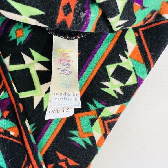 LulaRoe Leggings Aztec Colorful Black Red Purple Blue 0653 - Picture 6 of 7